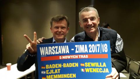 Na zdjęciu: Michael O´Leary – Prezes Zarządu Ryanaira oraz Leszek Chorzewski p.o. Prezesa Zarządu MPL Warszawa/Modlin